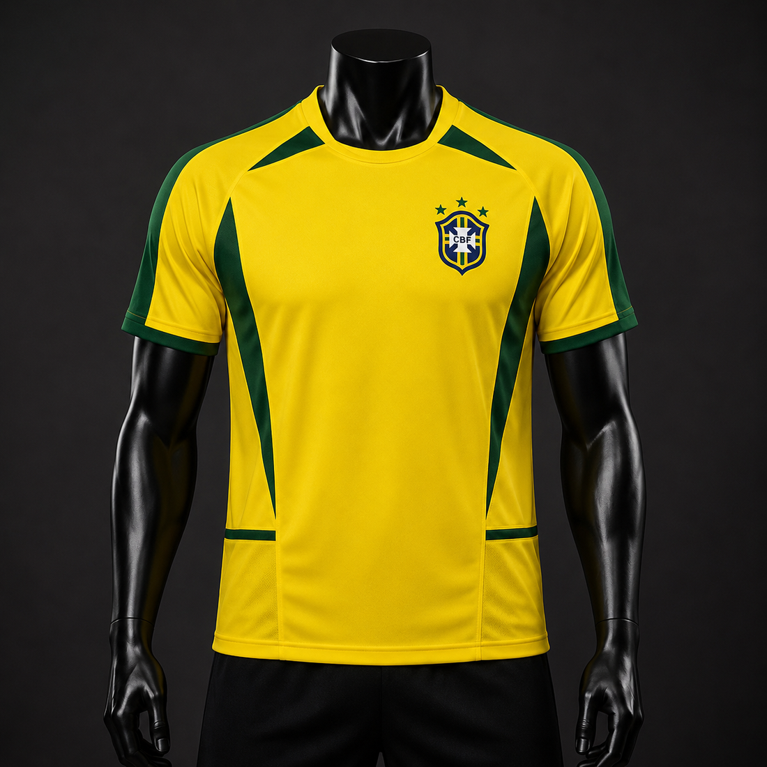 Maillot de football Brésil rétro 2002 présenté par Jerseique