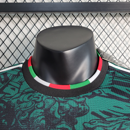 Maillot Italie concept graphique – détail du col vert, blanc et rouge