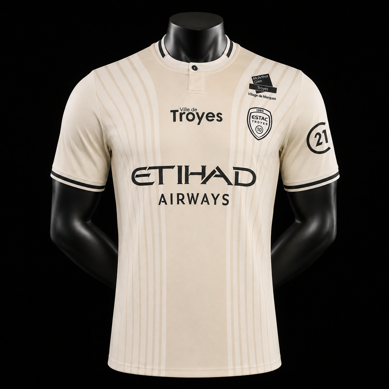 Maillot ESTAC Troyes extérieur 2026/2027 Player – vue de face sur mannequin noir
