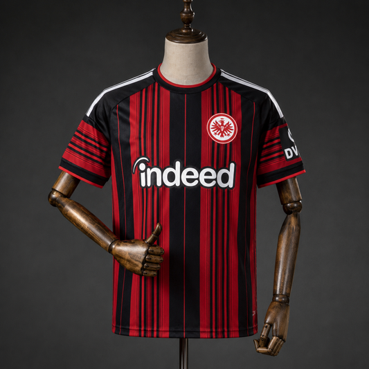 Eintracht Francfort maillot domicile rouge noir Fan face