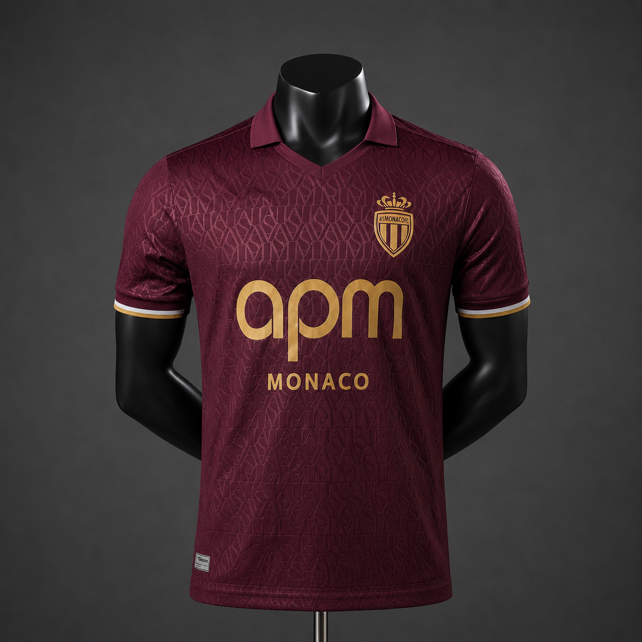 Maillot AS Monaco extérieur 2026/2027 Player – vue de face sur mannequin noir