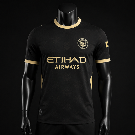 Manchester City maillot Third noir et or 2026/2027 version Player vue de face